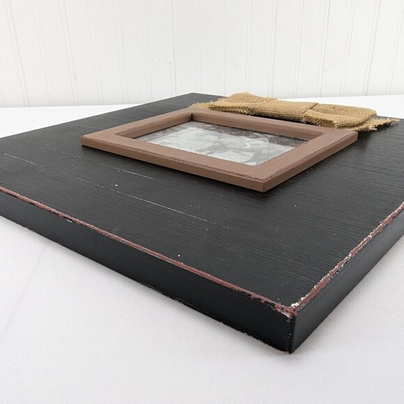Creative Co-op Wooden Frame Holds 7" x 5" Black Twine Bow Wall Hanging Decor - Picture 7 of 9